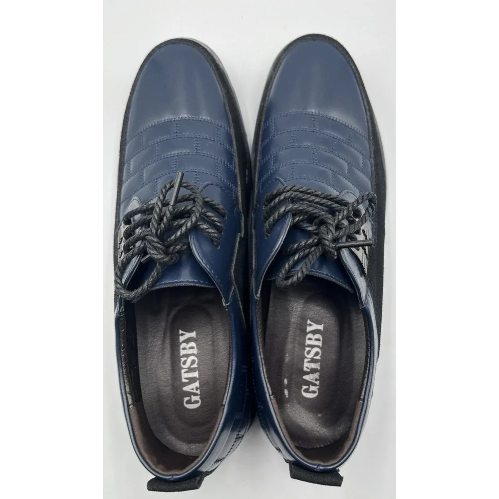 Gatsby Mens Black Blue Oxford Shoes Size 9.5 Modern Dress Casual Lace Up Derby